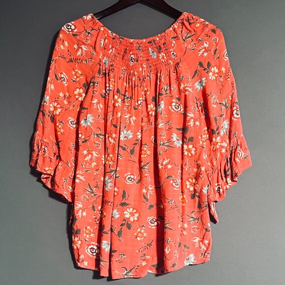 Westport Pink Floral Smocked Blouse Medium - Picture 6 of 6